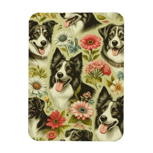 Magnet Flexible Peinture Collie vintage (Vertical)