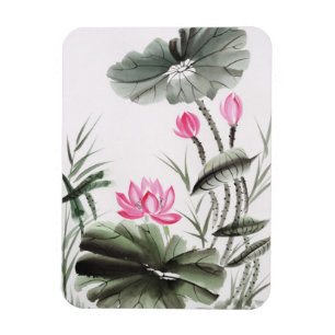 Magnet Flexible Peinture d'aquarelle de fleur de Lotus
