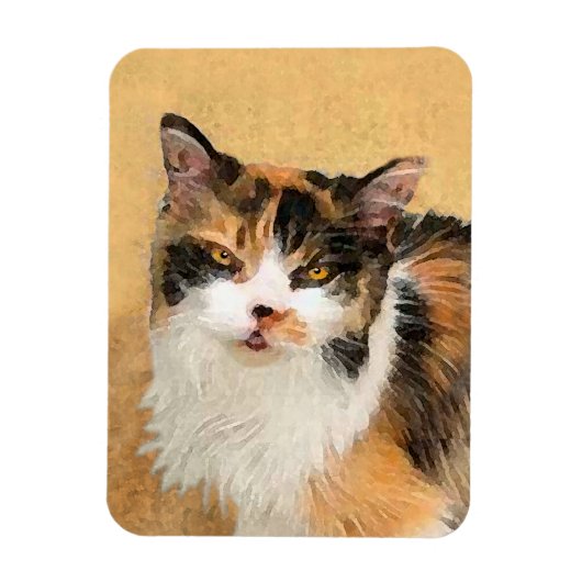 Magnet Flexible Peinture de chat Calico - Cute Original Cat Art (Vertical)