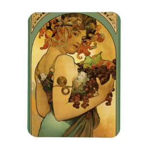 Magnet Flexible Peinture de fruits Alphonse Mucha
