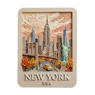 Magnet Flexible Peinture de la skyline texturée 3D vintage de la v