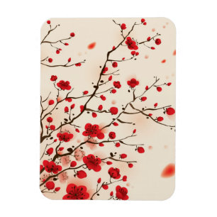 Magnet Flexible Peinture de style oriental, fleur de prune au prin