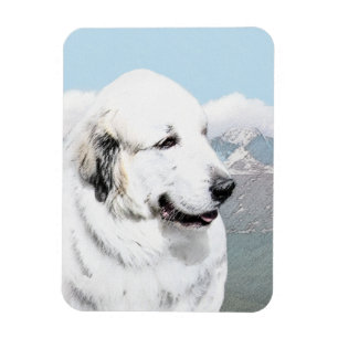 Magnet Flexible Peinture des Pyrénées - Art original du chien