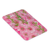 Magnet Flexible Peinture florale rose Hollyhock Malve Malva (Côté Droit)