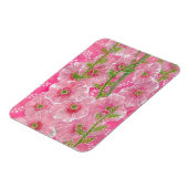 Magnet Flexible Peinture florale rose Hollyhock Malve Malva (Côté Gauche)