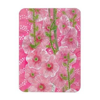 Magnet Flexible Peinture florale rose Hollyhock Malve Malva