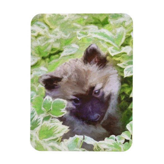 Magnet Flexible Peinture originale d'un chiot Keeshond dans le jar (Vertical)