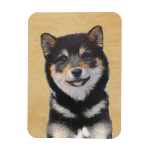 Magnet Flexible Peinture Shiba Inu (Noir et Tan) - Art Chien