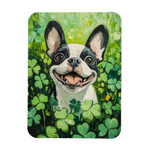 Magnet Flexible Peinture sur le champ de trèfle de Boston Terrier