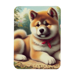 Magnet Flexible Peinture vintage à l'huile Akita