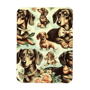 Magnet Flexible Peinture vintage Dachshund transparente