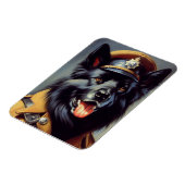 Magnet Flexible Peinture vintage de berger allemand noir (Côté Gauche)
