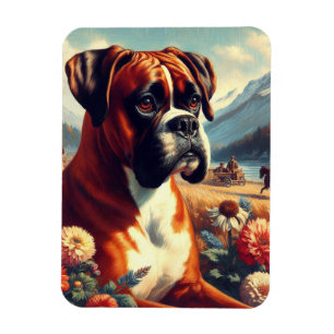 Magnet Flexible Peinture vintage de chien de boîte
