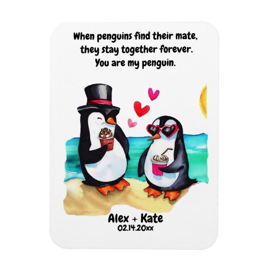 Magnet Flexible Penguin Valentines (Vertical)