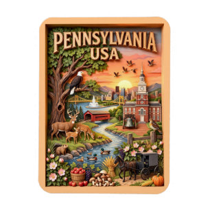 Magnet Flexible Pennsylvanie Lieux de Voyage Faune Nature Art