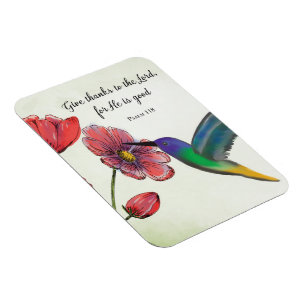 Magnet Flexible Pensée religieuse de fleurs de vous avec colibri