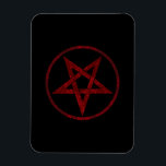 Magnet Flexible Pentagram Red Devil<br><div class="desc">Pentagramme rouge,  inversé,  texturé en cercle,  sur arrière - plan noir. Symbole occulte 666</div>