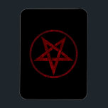 Magnet Flexible Pentagram Red Devil<br><div class="desc">Pentagramme rouge,  inversé,  texturé en cercle,  sur arrière - plan noir. Symbole occulte 666</div>