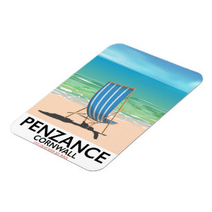 Magnet Flexible penzance beach Devon affiche de voyage vintage