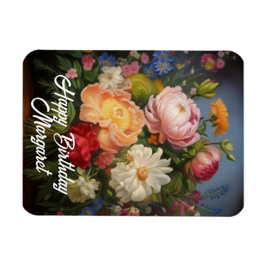 Magnet Flexible Peonies Joyeux anniversaire (Horizontal)