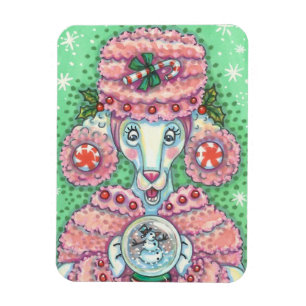 MAGNET FLEXIBLE PEPPERMINT PINK POODON, FUNNY CHRISTMAS CHIEN MAGN