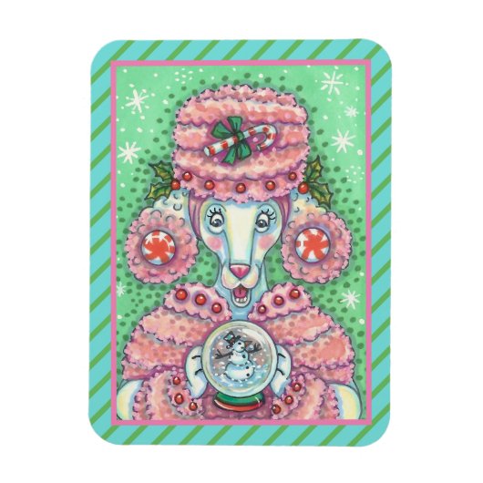 MAGNET FLEXIBLE PEPPERMINT PINK POODON, FUNNY CHRISTMAS CHIEN MAGN (Vertical)