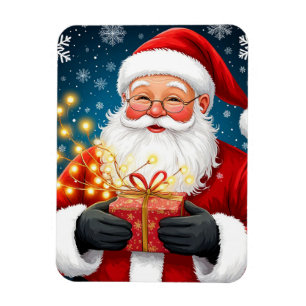 Magnet Flexible Père Noël à côté de l'arbre de Noël et des cadeaux