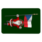 Magnet Flexible Père Noël avec le drapeau de la République tchèque (Horizontal)