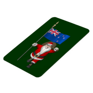 Magnet Flexible Père Noël Avec L'Ensigne De Nouvelle-Zélande