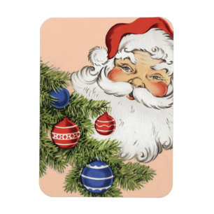 Magnet Flexible Père Noël de Noël vintage avec ornements d'arbre