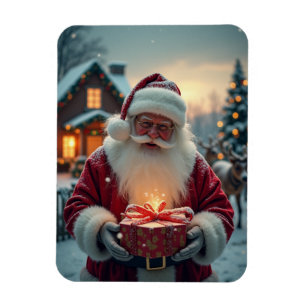 Magnet Flexible Père Noël donnant des cadeaux de Noël