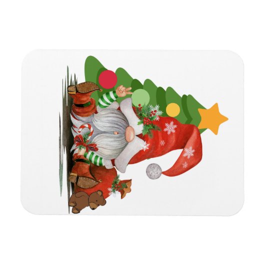 Magnet Flexible Père Noël Gnome - Drôle Noël Gnome Design (Horizontal)