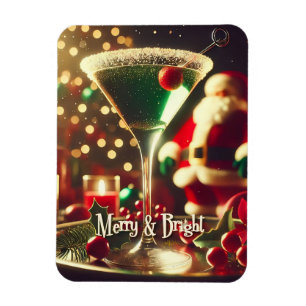 Magnet Flexible Père Noël Rétro 50s Martini Vert de Noël