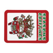 Magnet Flexible Père Noël Woody et son dessin de Noël Reindeer (Horizontal)