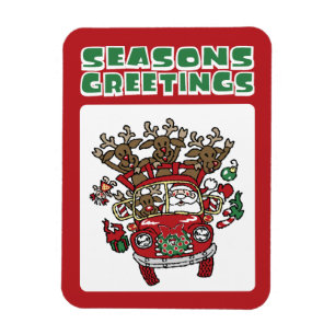 Magnet Flexible Père Noël Woody et son dessin de Noël Reindeer