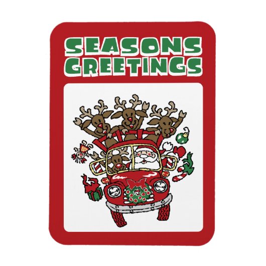 Magnet Flexible Père Noël Woody et son dessin de Noël Reindeer (Vertical)