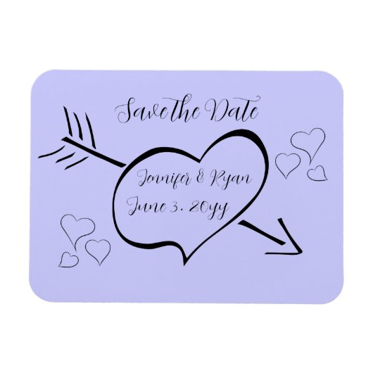 Magnet Flexible Périwinkle Fancy Coeurs de calligraphie Enregistre (Horizontal)