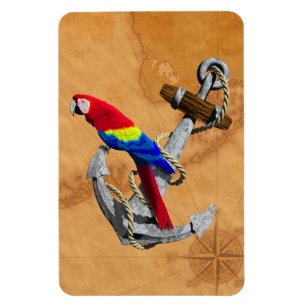 Magnet Flexible Perroquet Tropical Et Ancre