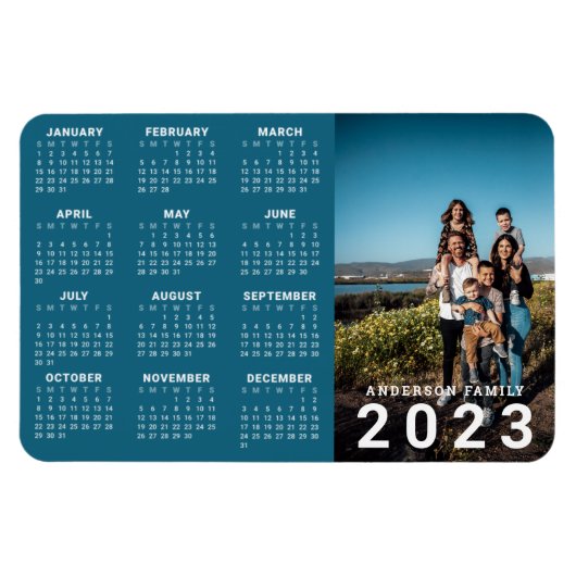 Magnet Flexible Personalized Family Photo 2023 Calendar (Horizontal)