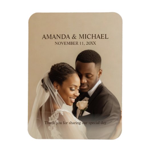 Magnet Flexible Personalized Photo Favor with Names & Wedding Date (Vertical)
