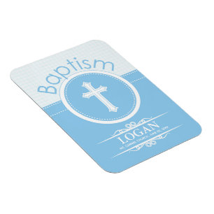 Magnet Flexible Personnalisable, Enfant Garçon Bleu de Dieu Baptêm