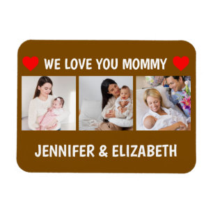Magnet Flexible Personnalisé 3 Photo Nous t'aimons Maman Navy