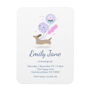 Magnet Flexible Personnalisé Dachshund Amour fête d'anniversaire r