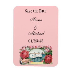 Magnet Flexible Personnalisé Enregistrer la date Swans and Rose Ma