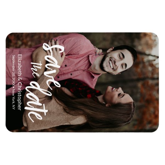 Magnet Flexible Personnalisé Moderne Enregistrer le script Date Ph (Horizontal)