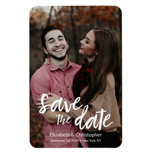 Magnet Flexible Personnalisé Moderne Enregistrer le script Date Ph (Vertical)