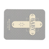 Magnet Flexible Personnaliser, Dédication bébé Crème et Croix gris (Horizontal)