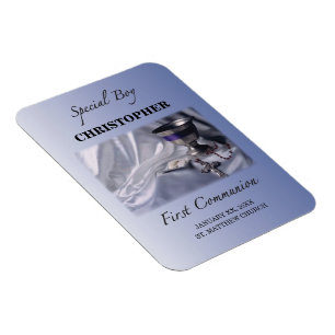 Magnet Flexible Personnaliser, Garçon, Première communion bleue