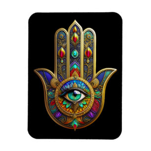 Magnet Flexible Pétales de fleurs de couleur de paon Hamsa Troisiè