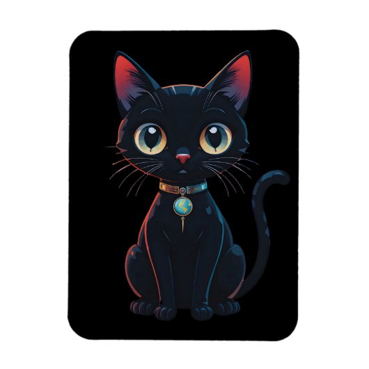 Magnet Flexible Petit Chat Noir Effrayant (Vertical)